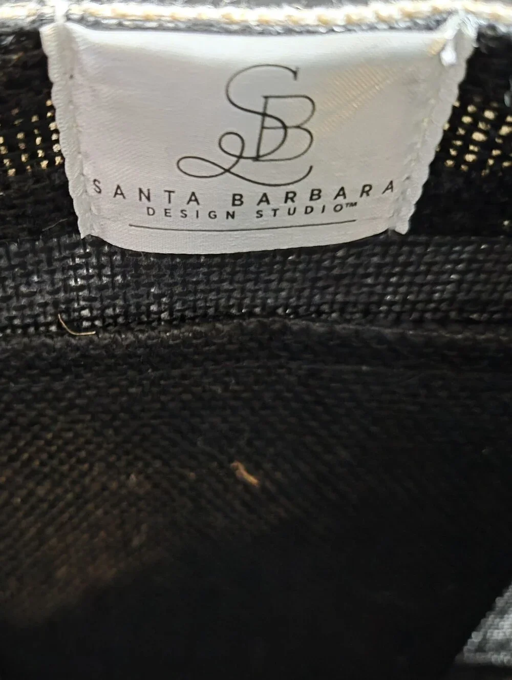 SANTA BARBARA DESIGN STUDIO Black Canvas Beach Tote with Natural Trim